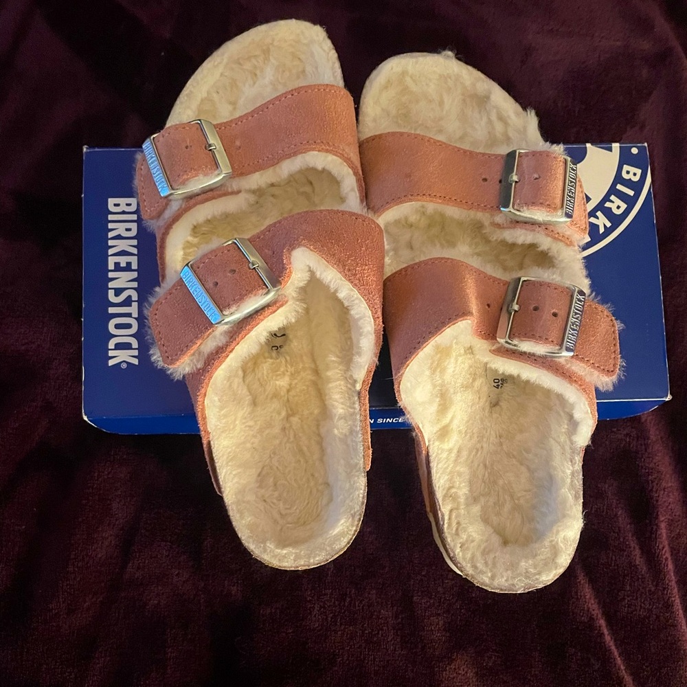 Birkenstock Arizona Sherling- size 40 pink clay
